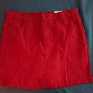 Women's Red Casual A-Line Skirt